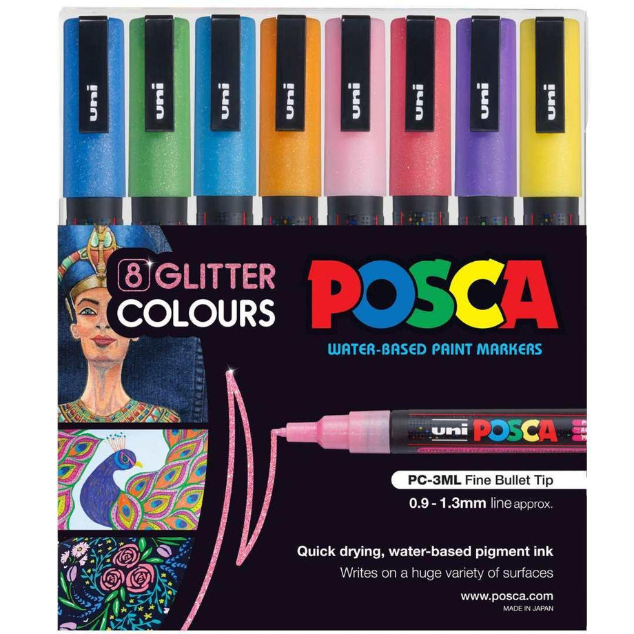 POSCA Black & White Bullet Tip - Set of 6 Pens (PC-5M, PC-7M, PC